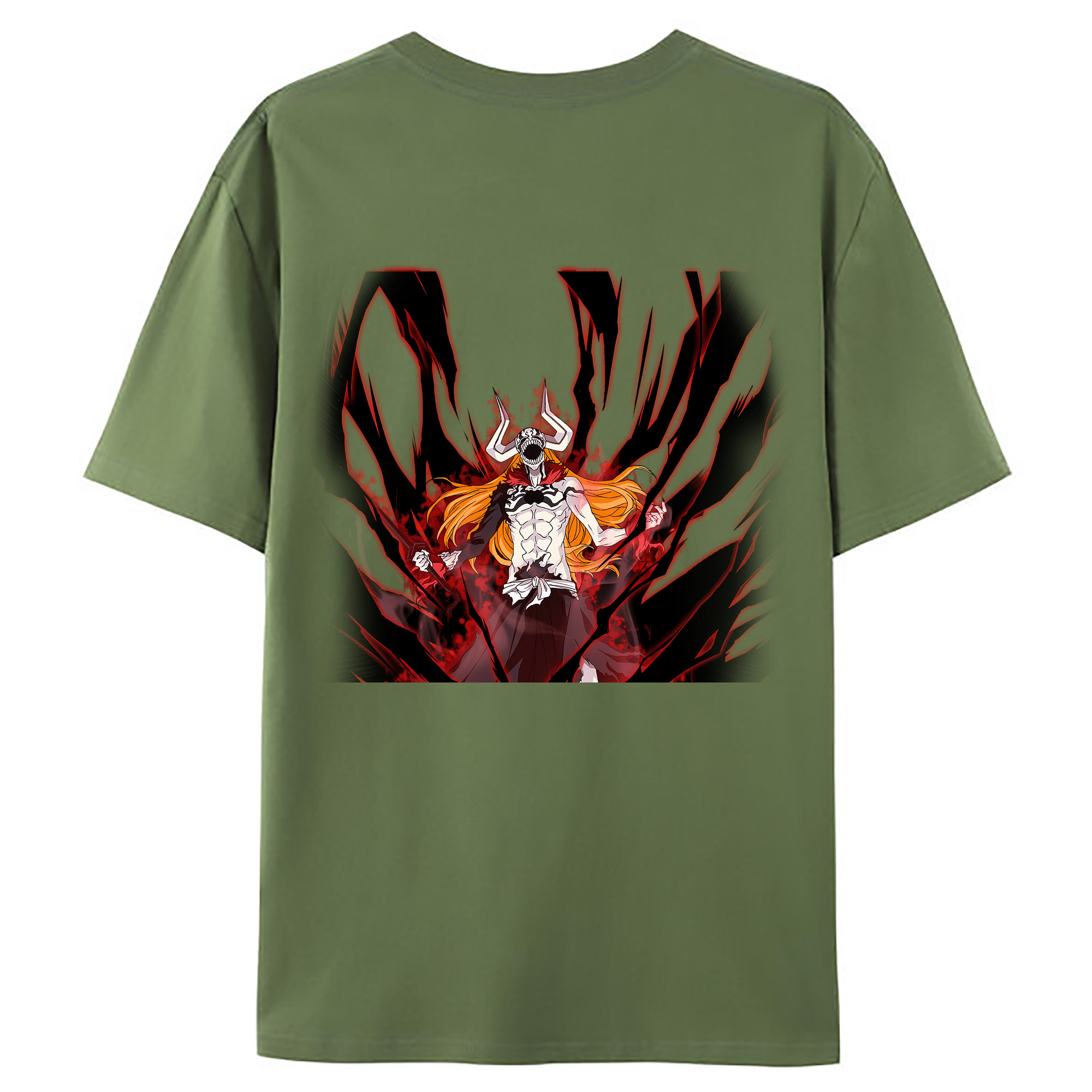 （画像用） ブリーチ 黒崎一護（くろさき いちご）BLEACH Kurosaki Ichigo 綿100％ メンズ半袖Tシャツ（バックプリント） 通気性